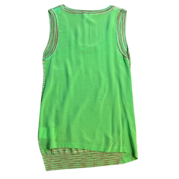 M Missoni Women’s 100% Silk Horizontal Stripe Scoop Neck Tunic Tank Green Size 2 - Picture 2 of 9